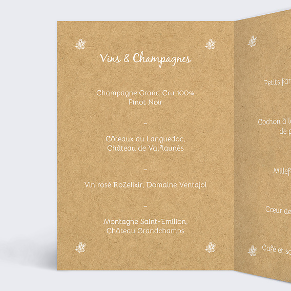 Menu mariage Jolie Dentelle Intérieur Gauche