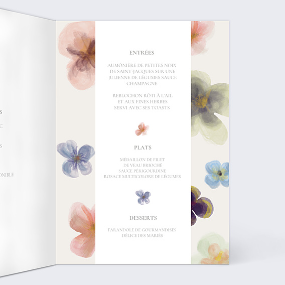 Menu Mariage Profusion aqurelle