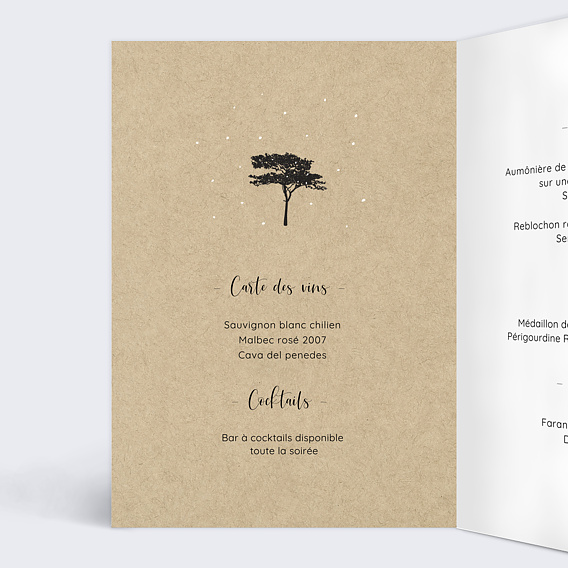Menu mariage Arbre Intérieur Gauche
