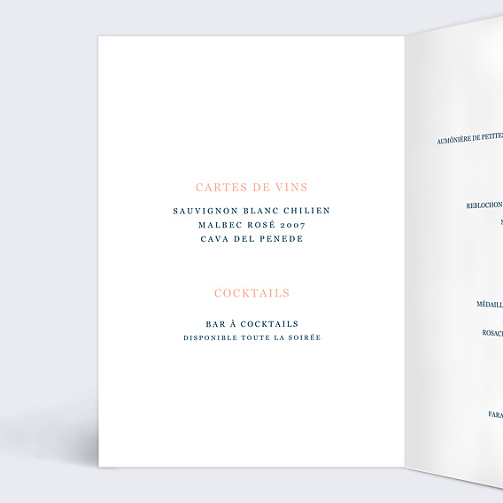 Menu mariage Caractère Intérieur Gauche