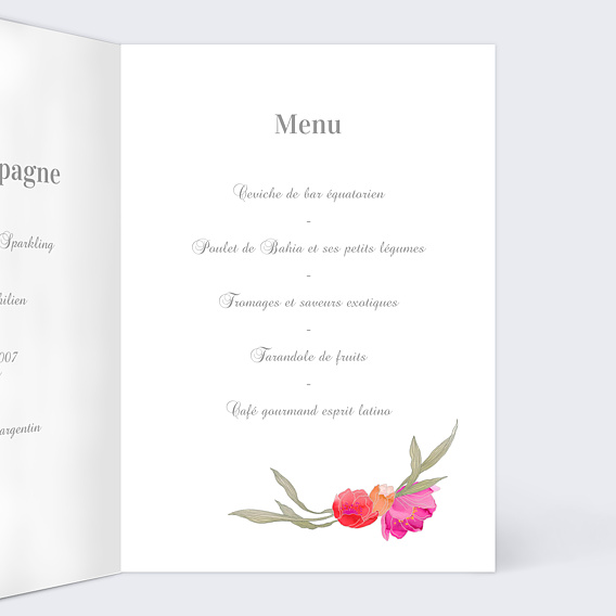 Menu Mariage Ronde de Fleurs