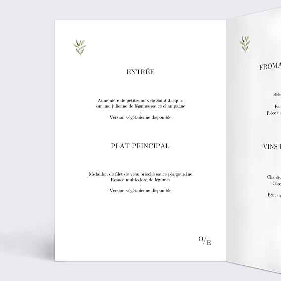 Menu Mariage Végétal Classique