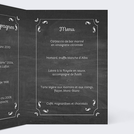 Menu Mariage Feuilles Ardoise