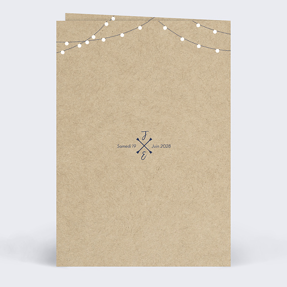 Menu mariage Notre Histoire Verso