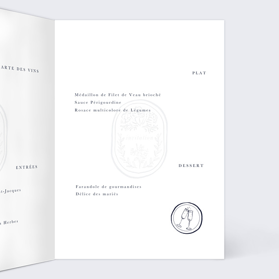 Menu mariage Passeport Intérieur Droit