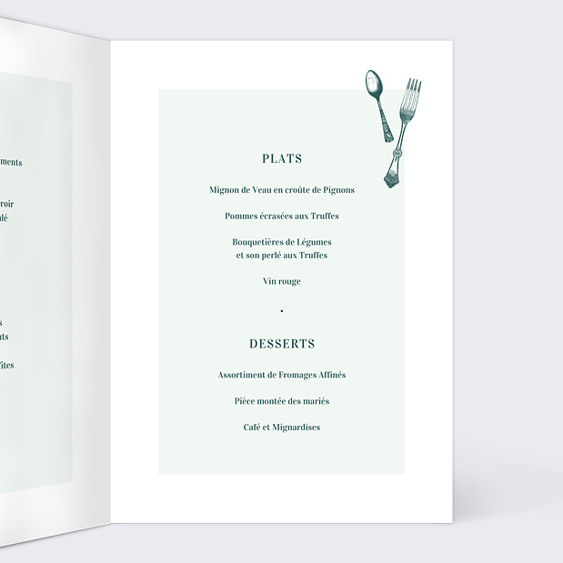 Menu de Mariage Badinage Intérieur Droit