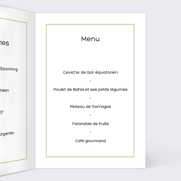 Menu de Mariage Graphique Intérieur Droit