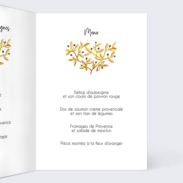 Menu de Mariage Oliviers Intérieur Droit