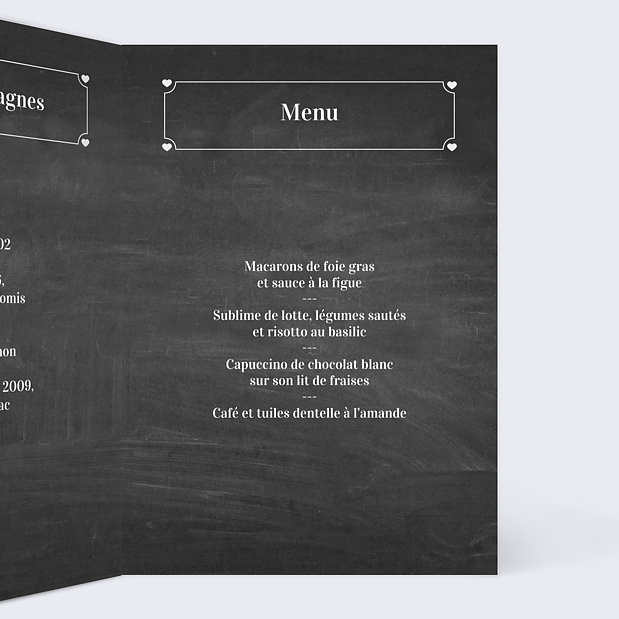 Menu de mariage pastille ardoise Intérieur Droit
