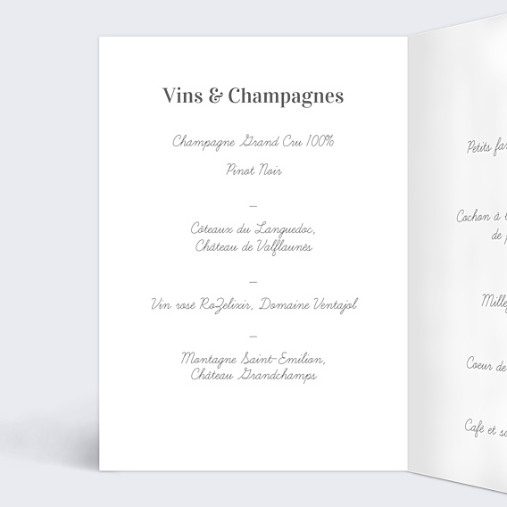 Menu Mariage Menu Fleurs des Champs