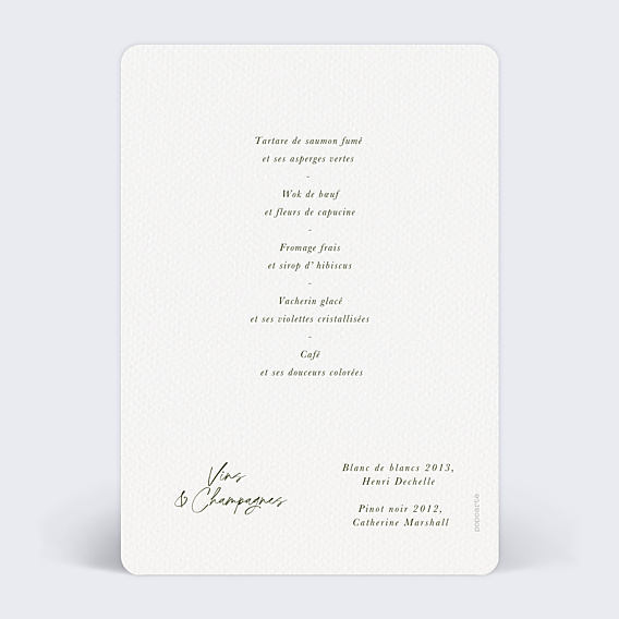 Menu Mariage Lauriers Suspendus