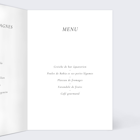 Menu mariage Couronne Eucalyptus Minimaliste Intérieur Droit