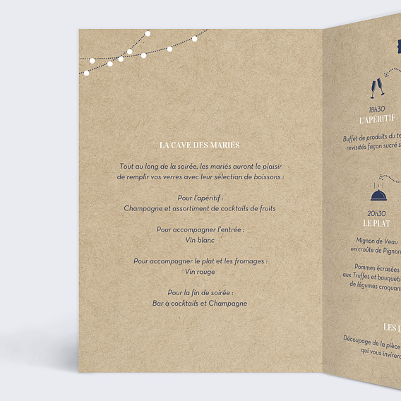 Menu mariage Notre Histoire Intérieur Gauche