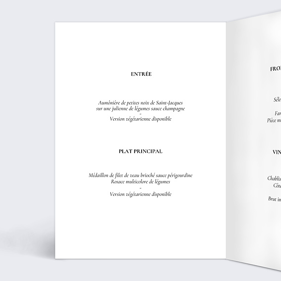 Menu mariage Deux prénoms Intérieur Gauche