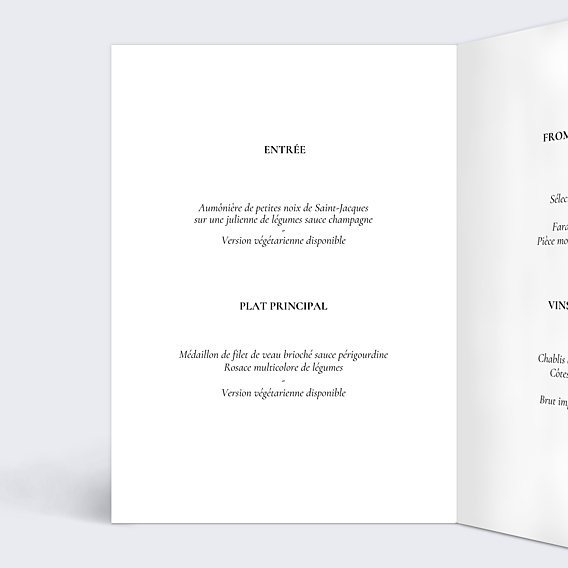Menu Mariage Deux prénoms