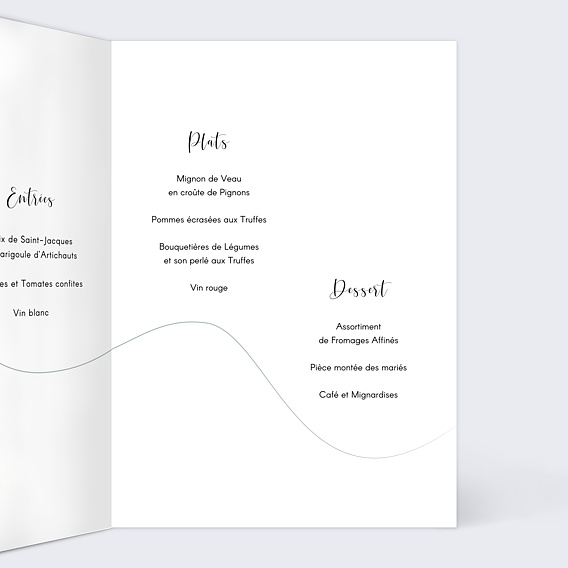 Menu mariage Tempo Intérieur Droit