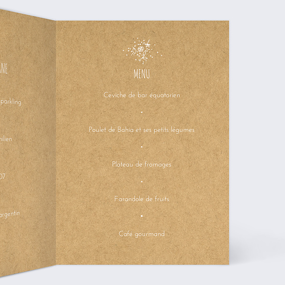 Menu mariage Fleurs de Printemps Intérieur Droit