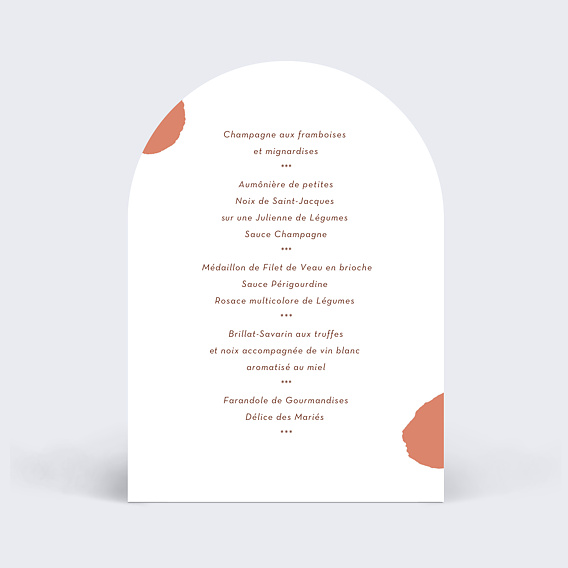 Menu mariage Aurora Verso