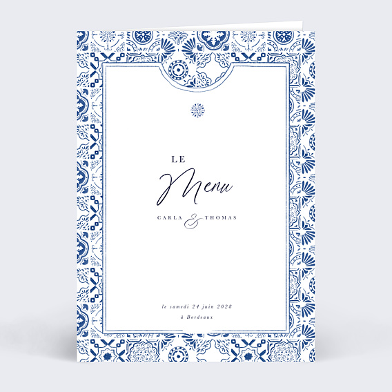 Menu mariage Azulejos