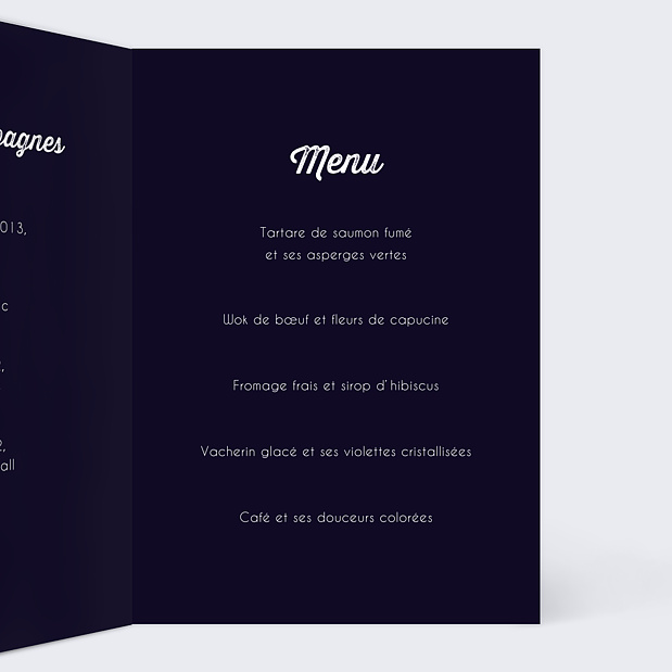 Menu Mariage Flowers Intérieur Droit