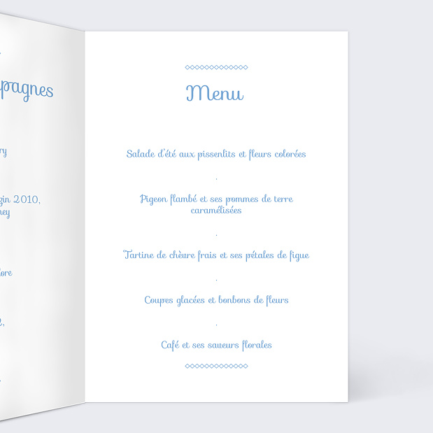 Menu de Mariage Instant Élégant Intérieur Droit