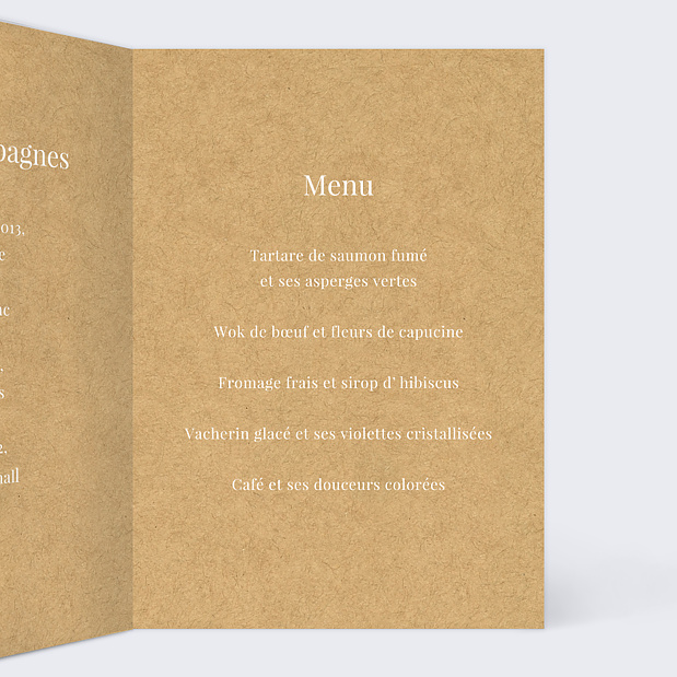 Menu de Mariage Lauriers Intérieur Droit