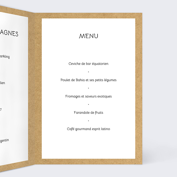 Menu de Mariage Lune de Miel Intérieur Droit
