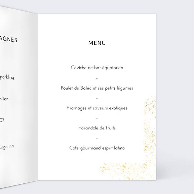 Menu de Mariage Poudre Ocre Intérieur Droit