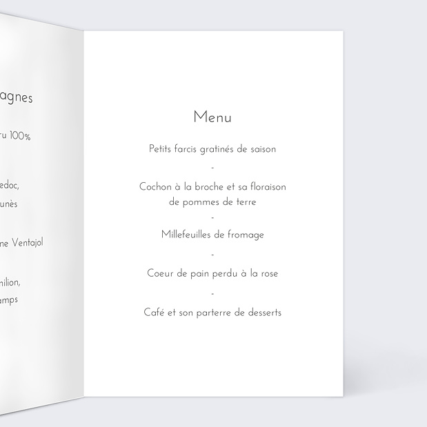Menu de Mariage Puzzle Intérieur Droit