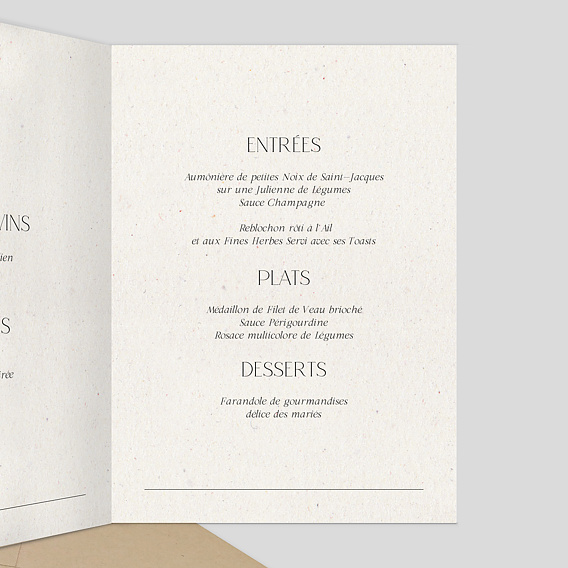 Menu Mariage Notre essentiel