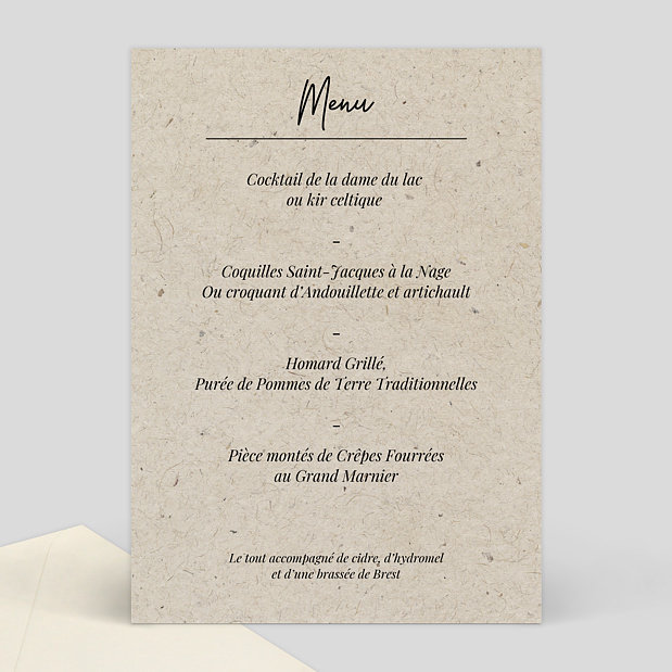 Menu Mariage Esprit Chiné Verso