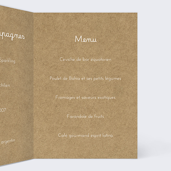 Menu Mariage Corde à Linge