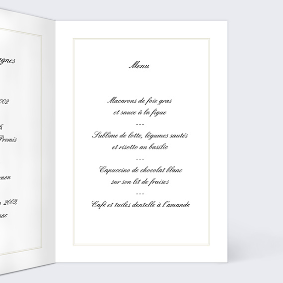 Menu Mariage Classique Cadre Multiphotos
