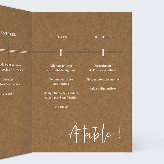 Menu mariage Bohème  Intérieur Droit