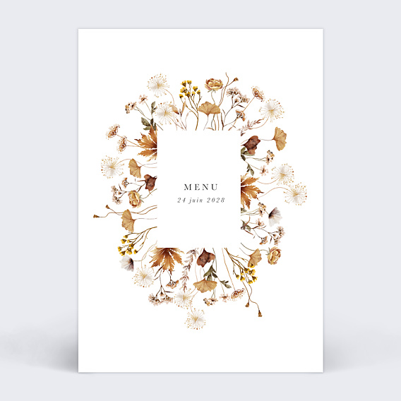 Menu mariage Jardin Sauvage