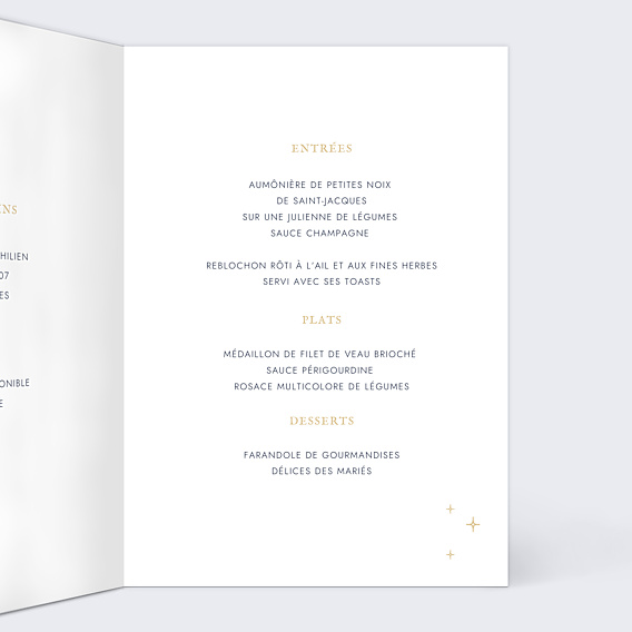 Menu Mariage Notre Constellation