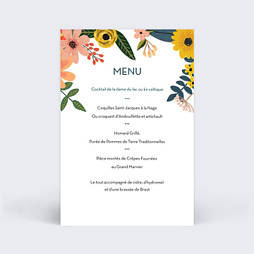 Menu Mariage Bouquet Printanier