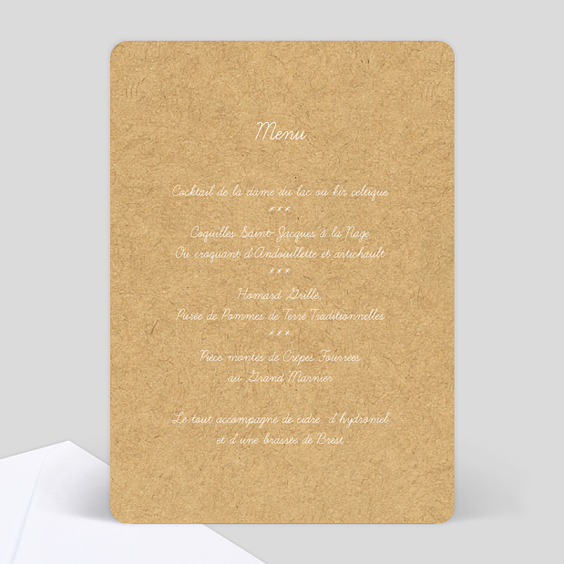 Menu Mariage Enfants Verso