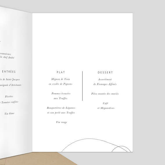 Menu mariage Affection Intérieur Droit