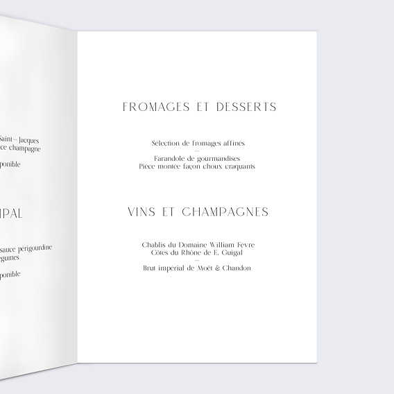 Menu mariage Couronne Chic Intérieur Droit