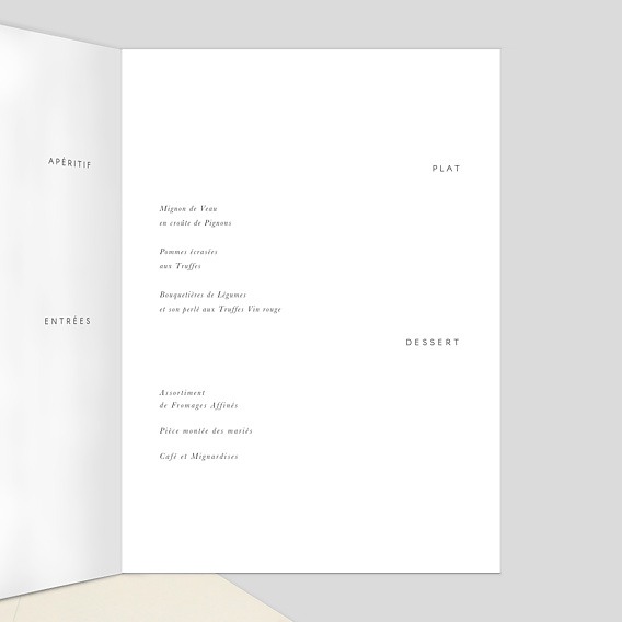 Menu mariage Fleurs Pressées Intérieur Droit