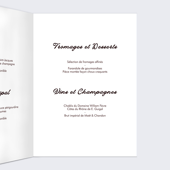 Menu mariage Jardin botanique Intérieur Droit