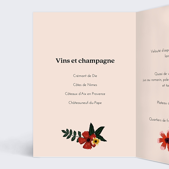 Menu Mariage Anémone