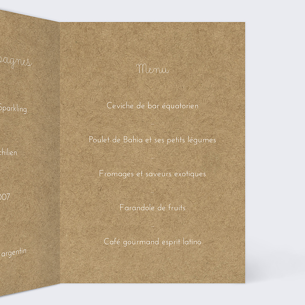 Menu de mariage corde à linge Intérieur Droit