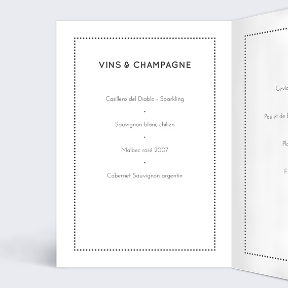 Menu mariage Lettres Chic Intérieur Gauche