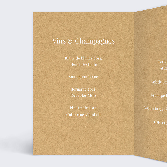 Menu mariage Lauriers Intérieur Gauche