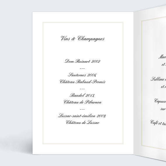 Menu mariage Classique Cadre Multiphotos Intérieur Gauche