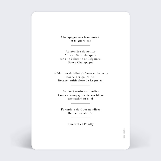 Menu Mariage Sahara Verso
