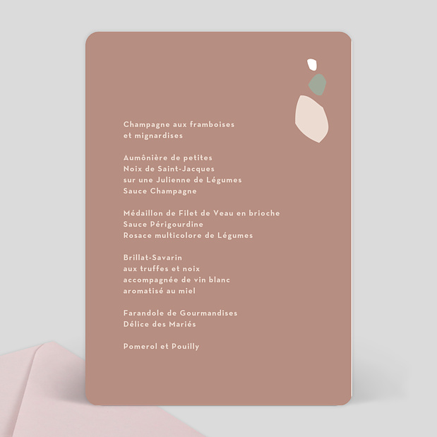 Menu Mariage Argile Verso