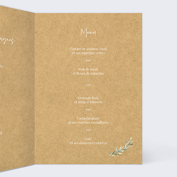Menu Mariage Brins de Lauriers